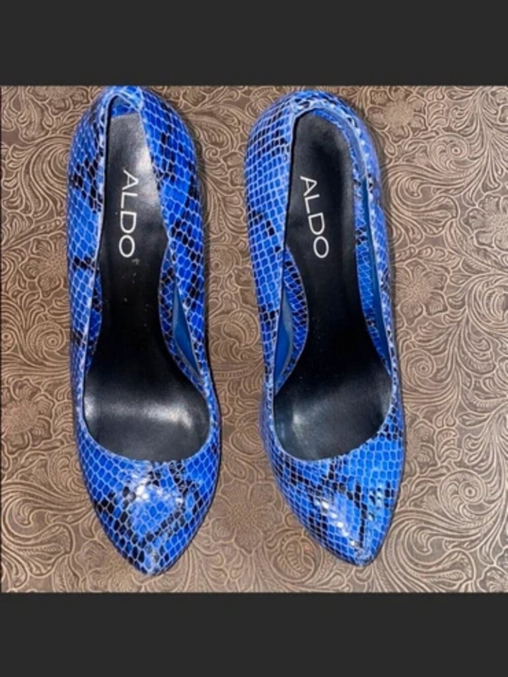 Blue snake skin Stiletto heels